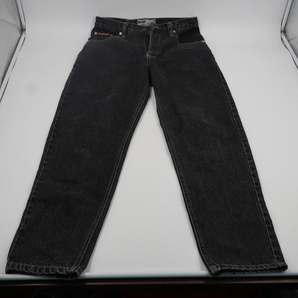 Vintage US-CUP Black Acid Wash Straight Leg Jeans Mens 30x30 High Rise 90s Denim
